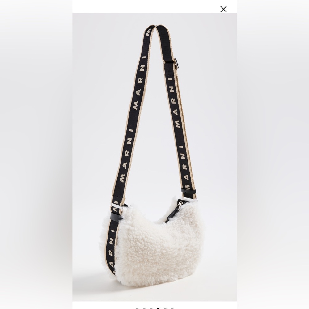 Marni off-white shearling bey shoulder crossbody bag